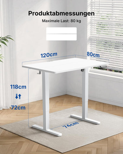 Birou HUANUO reglabil electric 120x80 cm USB-C USB-A alb