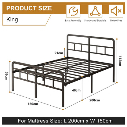 Pat 200x150 Yicensen King Size Cadru Metalic 46cm Negru