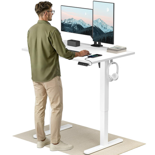 Birou HUANUO reglabil electric 120x80 cm USB-C USB-A alb