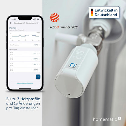 Termostat inteligent pentru calorifer Homematic IP Evo cu control prin aplicatie si comanda vocala