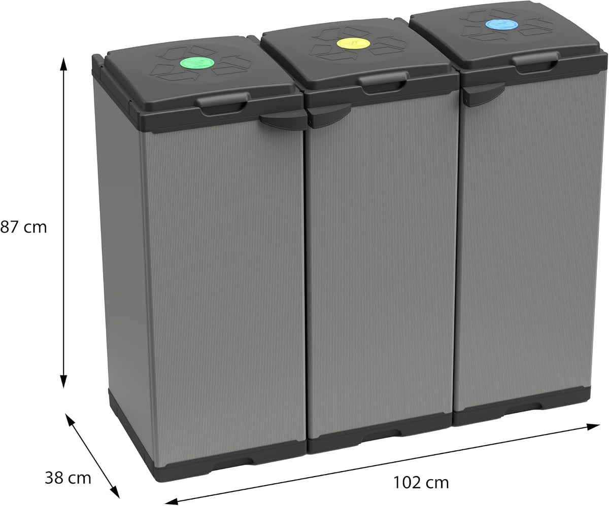 Dulap modular Adventa pentru separarea deseurilor, 102 x 38 x 87 cm, gri si negru
