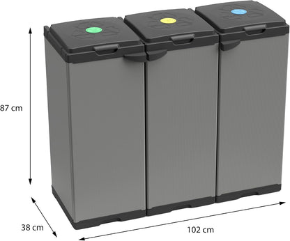 Dulap modular Adventa pentru separarea deseurilor, 102 x 38 x 87 cm, gri si negru