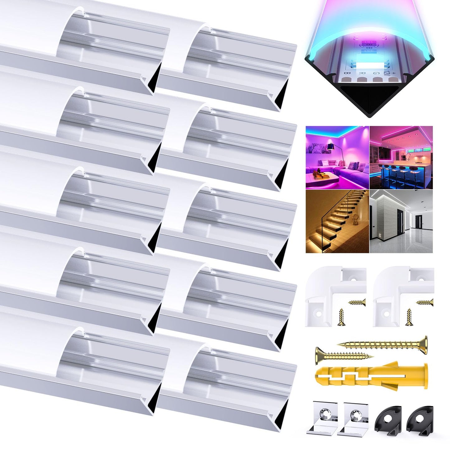 Profil LED Chesbung U-Form 10x1m Aluminiu 12V Alb Cald