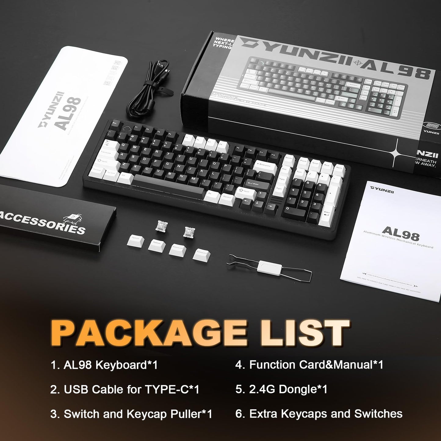 Tastatura YUNZII AL98 Wireless Mechanical RGB 8000mAh QMKVIA