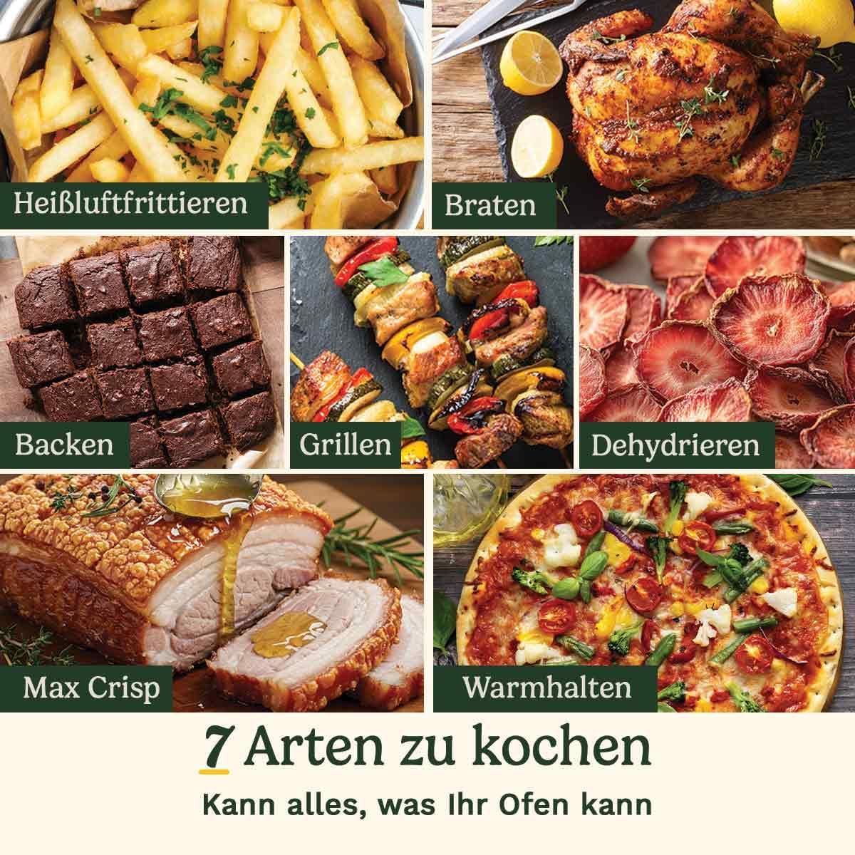 Friteuza cu aer cald cu 2 camere XXL, 10,4 L (5,2 L + 5,2 L), fara PFAS, neagra cu fereastra de vizualizare