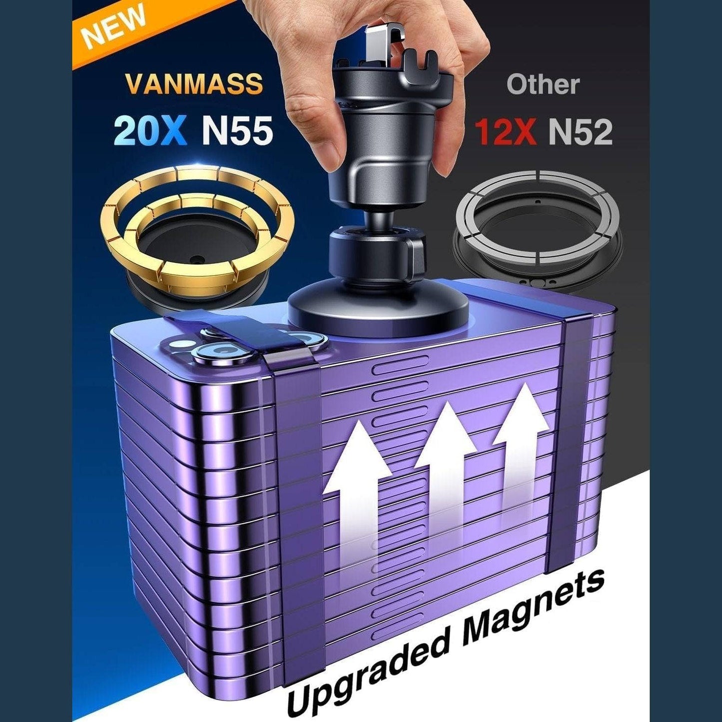 VANMASS for MagSafe Car Mount【2025 Upgraded TOP Magnet & Clip Hook】Magnetic Cell Phone Holder for Vent, Universal Cellphone Stand Truck Cradle Accessories for iPhone 16 15 14 13 12 11 Android Samsung