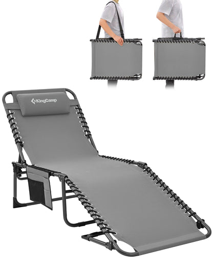 Sezlong KingCamp KC2021 pliabil 200 kg, 5 pozitii, negru