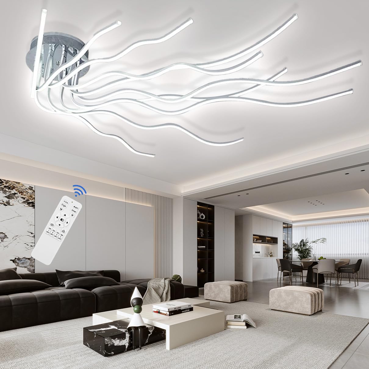 Lampa tavan LED Dimmable White + Black 68W 6800 lm telecomanda