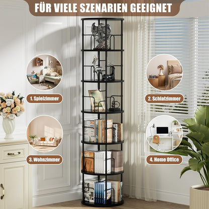Biblioteca rotativa Generisch 6 niveluri 45x45x193 cm neagra