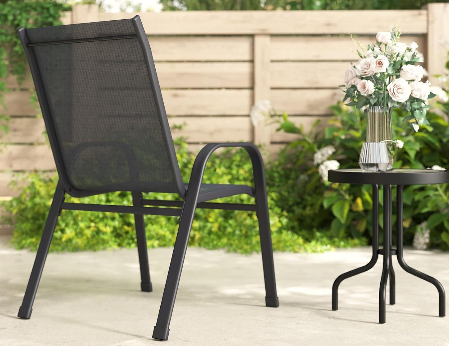 Scaune exterior XIELOUS PATIODC004 metal gri stackabile set 4