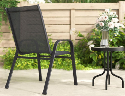 Scaune exterior XIELOUS PATIODC004 metal gri stackabile set 4