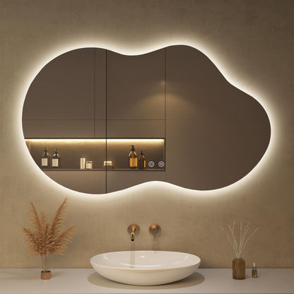 Oglinda baie OUMUSU LED asimetrica 100x60 cm anti-aburire