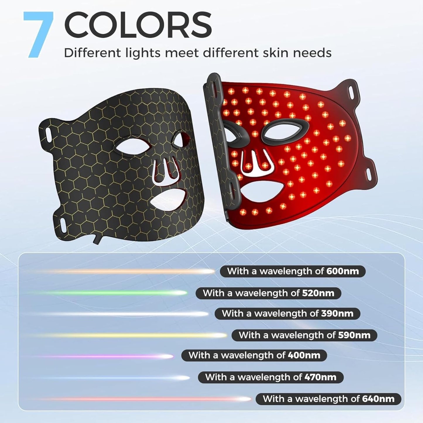 Duckdik LED-Gesichtsmaske mit roter Lichttherapie für Gesicht und Haut, 3-farbige LED-Maske mit Infrarotlicht, Pflegegerät für alle Hauttypen, für den Heimgebrauch