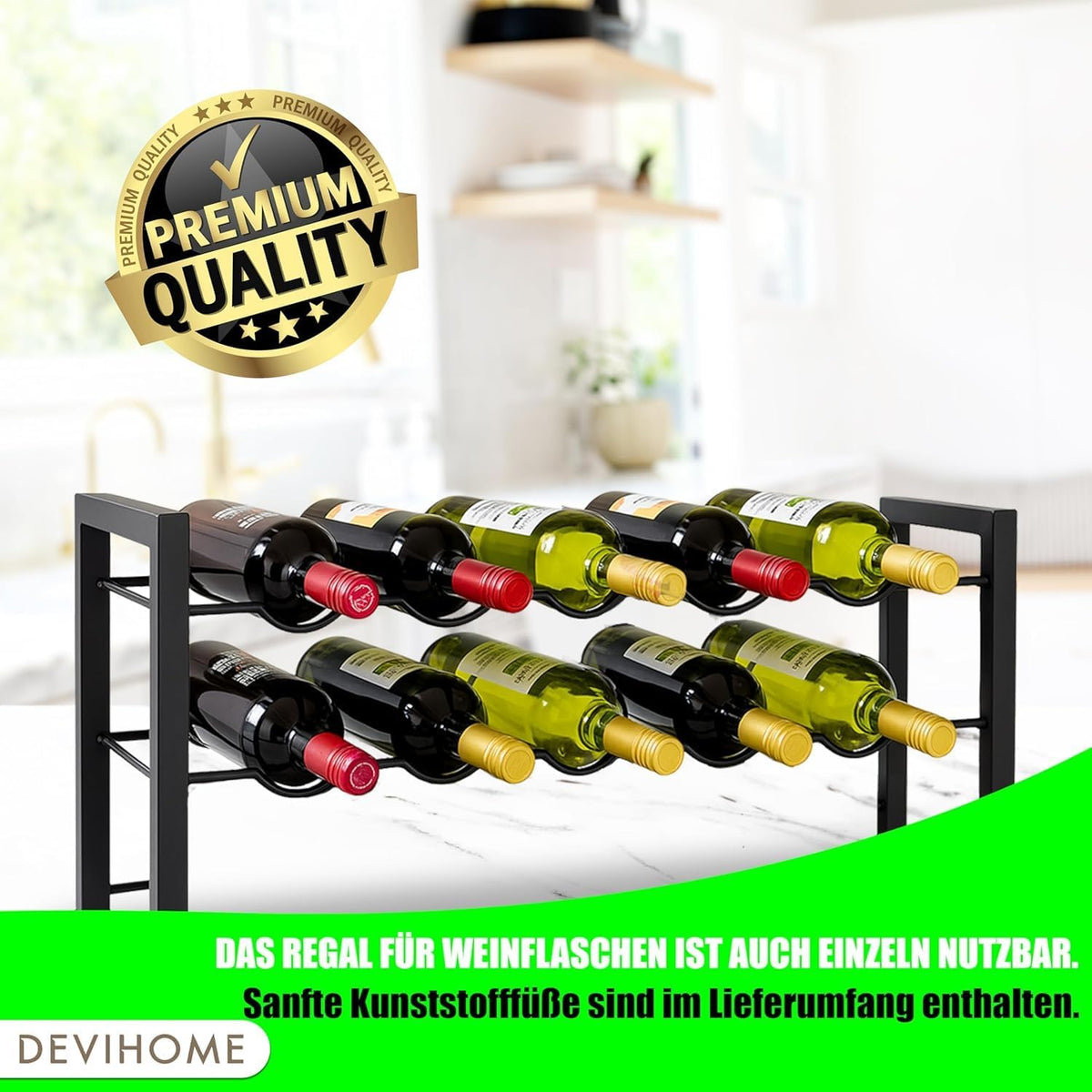 Raft sticle DEVIHOME Drinks Crate Rack Wine Rack 3 cutii 10 sticle