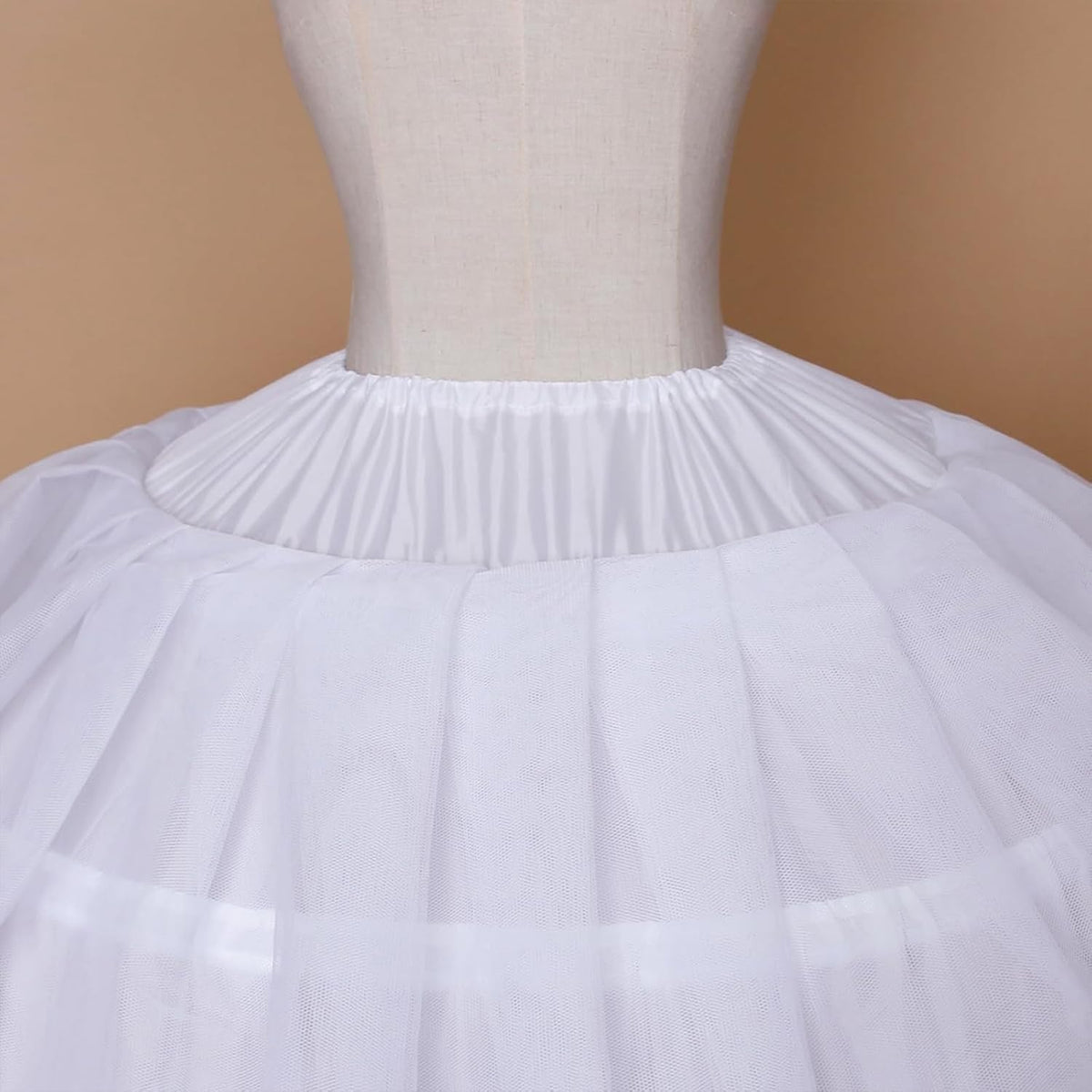 Fusta jupon YULUOSHA alba cu 6 inele si 2 straturi tulle pentru rochii