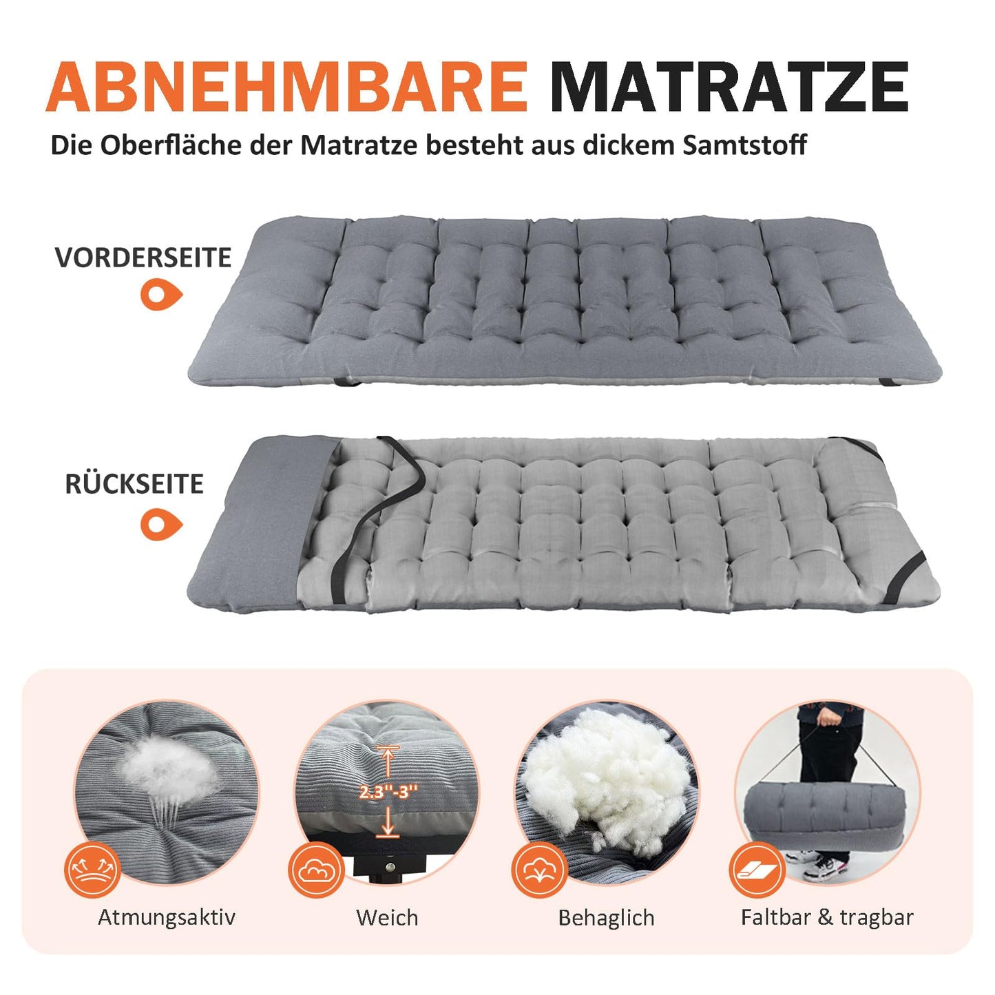Pat camping ATORPOK SHOP DX-1 pliabil, 200 kg, gri