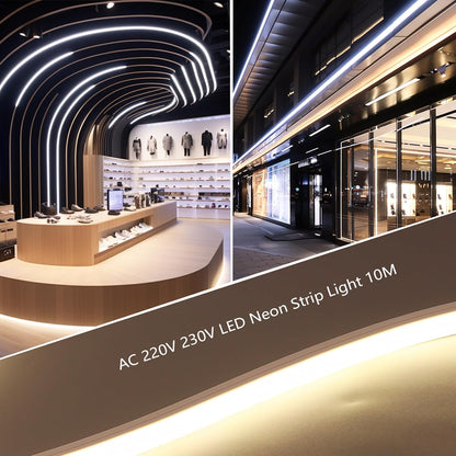 BENLUN AC 220V Neon LED Strip Outdoor 10M, 3000K Warmweiß LED Streifen Aussenbereich Wasserdicht IP65, LED Band 230V Direktanschluss, 10W/M Lichtband für Außen Indirekte Deleuchtung