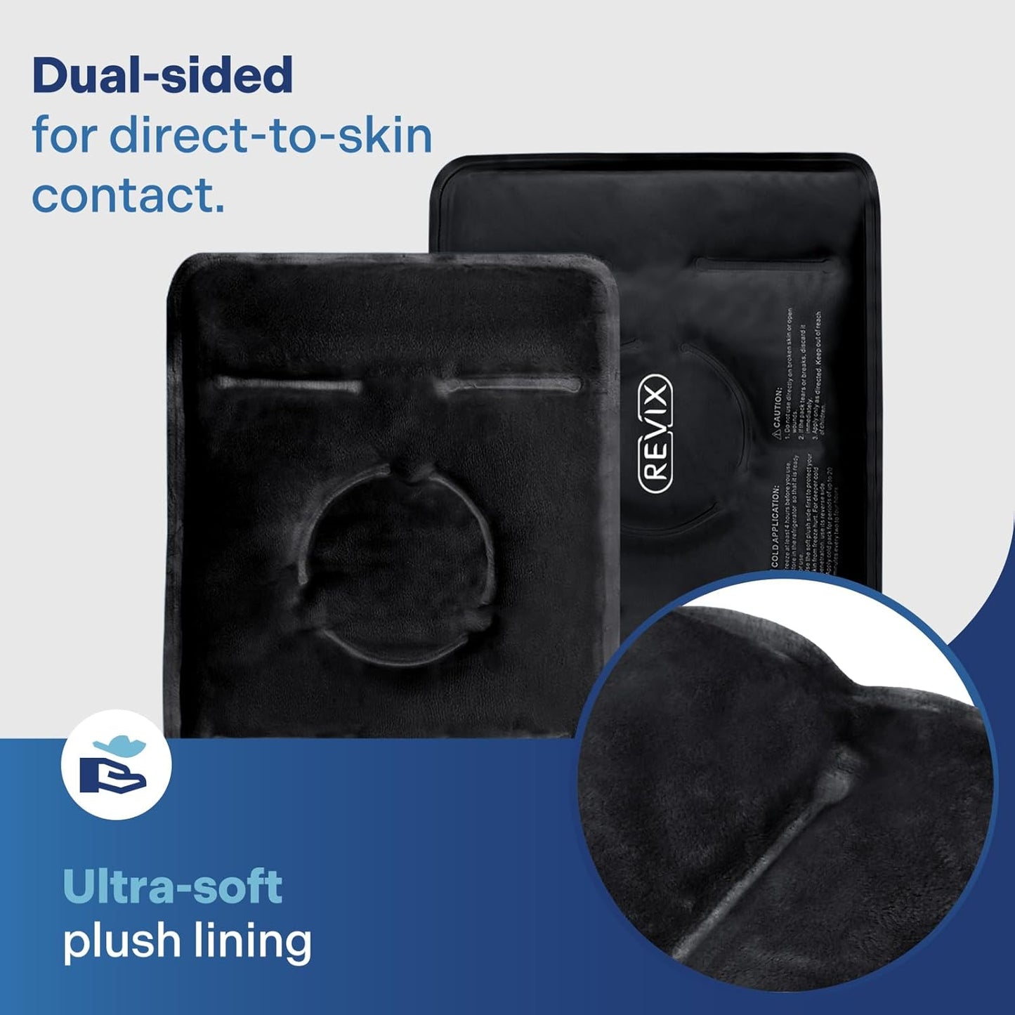 REVIX Knee Cooling Cuff - Reusable Cooling Pad with Velcro Fastening & Flexible Gel, Knee Cooling Pack for Targeted Use for Everyday Tension, Bruises & Sports, Black