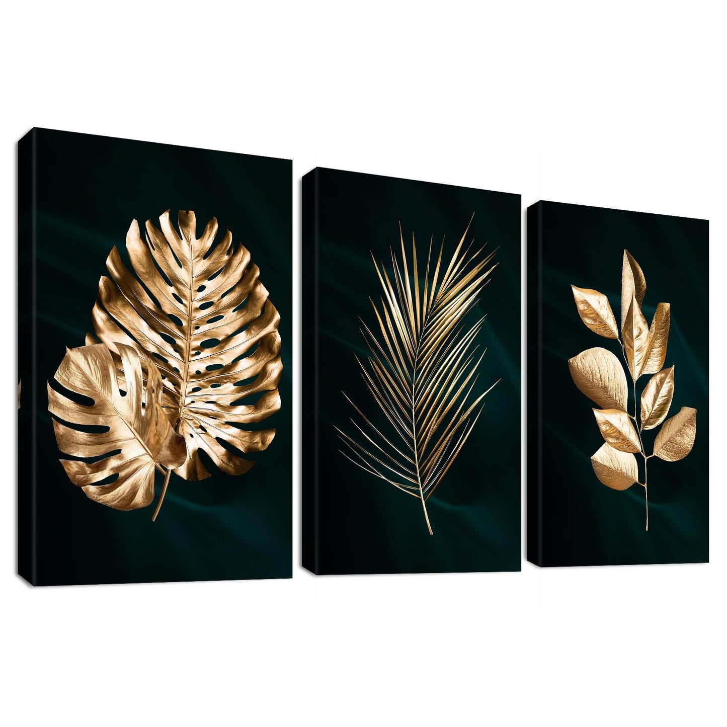 Tablou canvas Halflemart Golden Leaves 3 panouri 150x70 cm