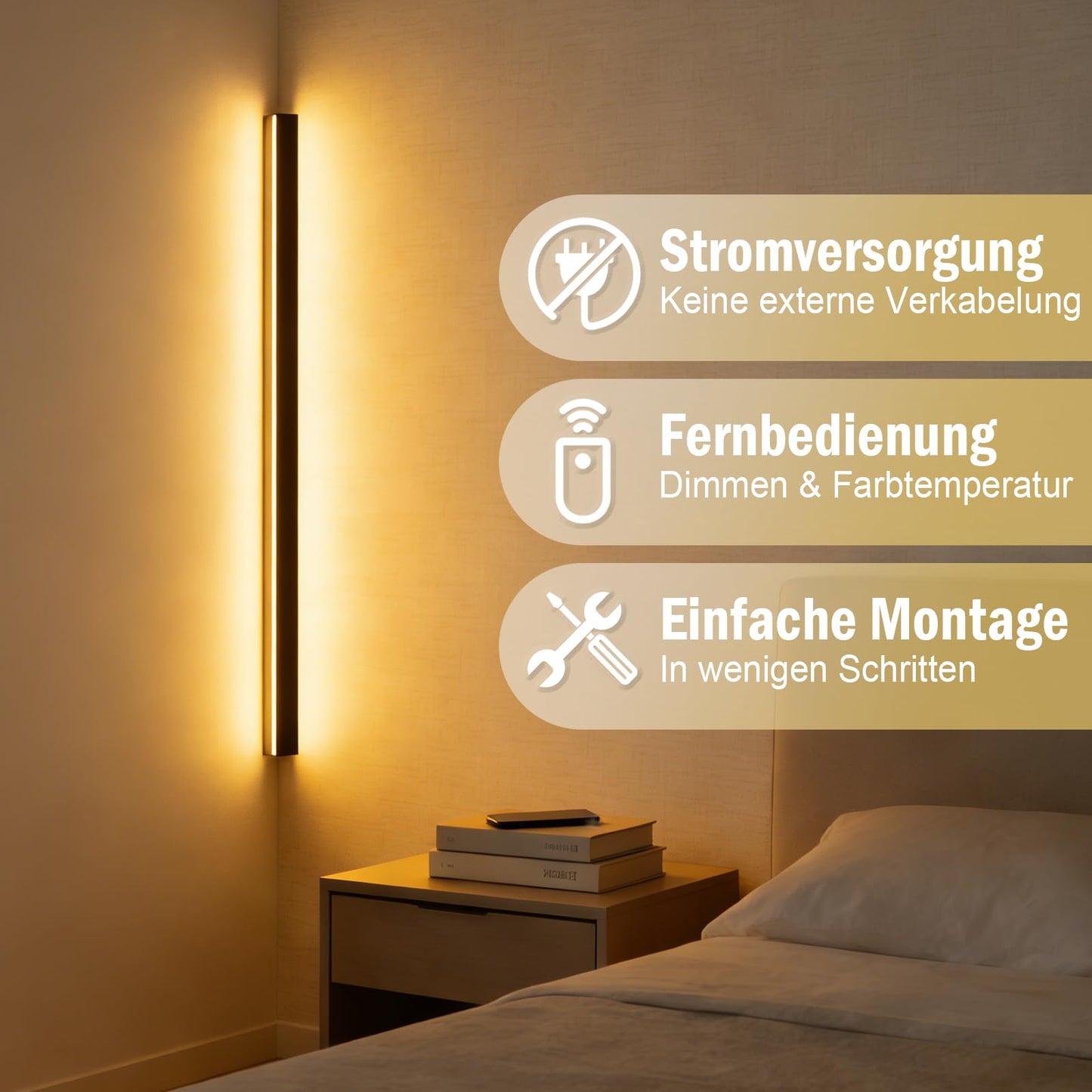 Lampa perete LANMOU LED 150 cm 50W 4000 lm cu telecomanda