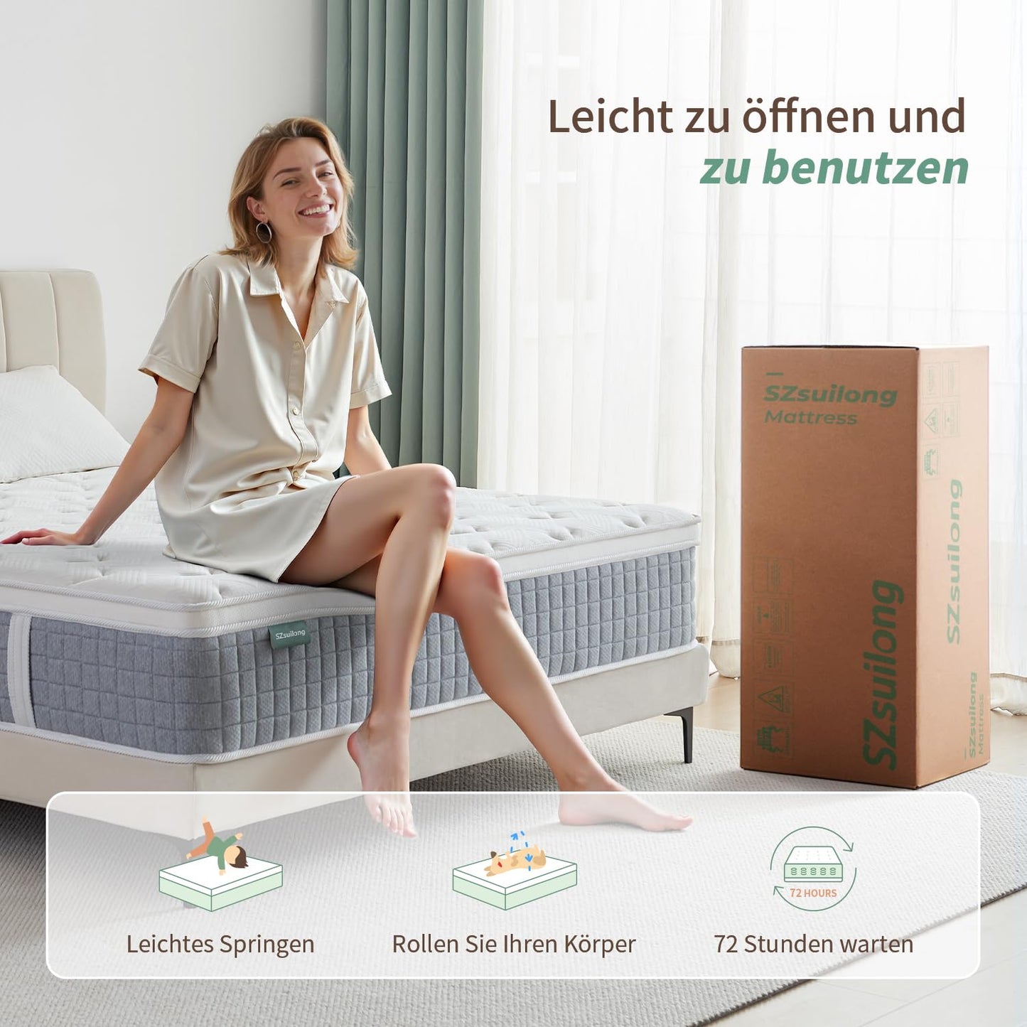 Saltea SZsuilong H3 140x200x24 cm cu 7 zone pocket spring