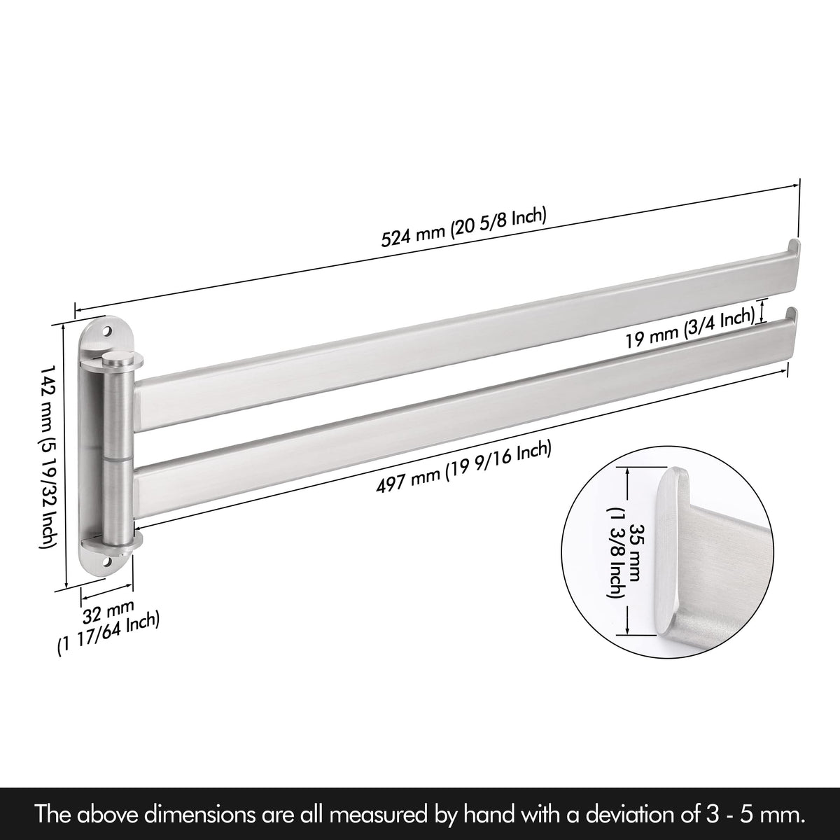 Suport prosoape KES A2104S2L50-2 inox SUS304 2 brate 50 cm