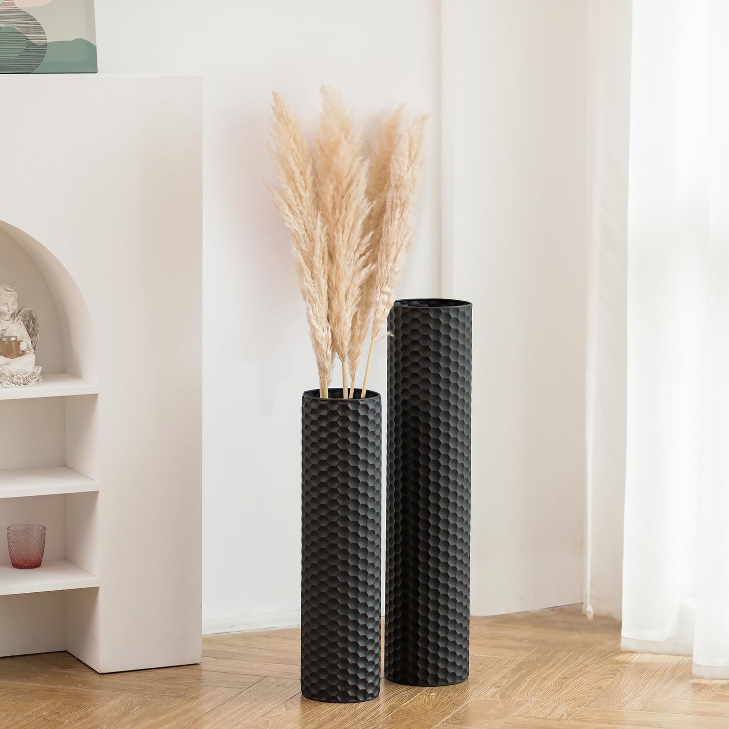 Vaze decorative Sziqiqi Modern Black Floor Vases set 2 metal 7055cm