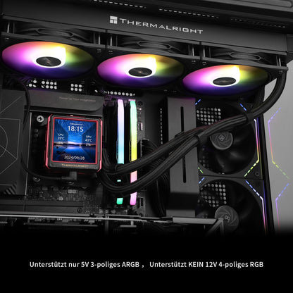 Thermalright FW 360 Ultra ARGB Black Refroidisseur d'eau pour processeur, 3 ventilateurs PWM, écran LCD IPS avec résolution 480 x 480, pour AM4/AM5 et Intel LGA1700/1851, écran 2,88"