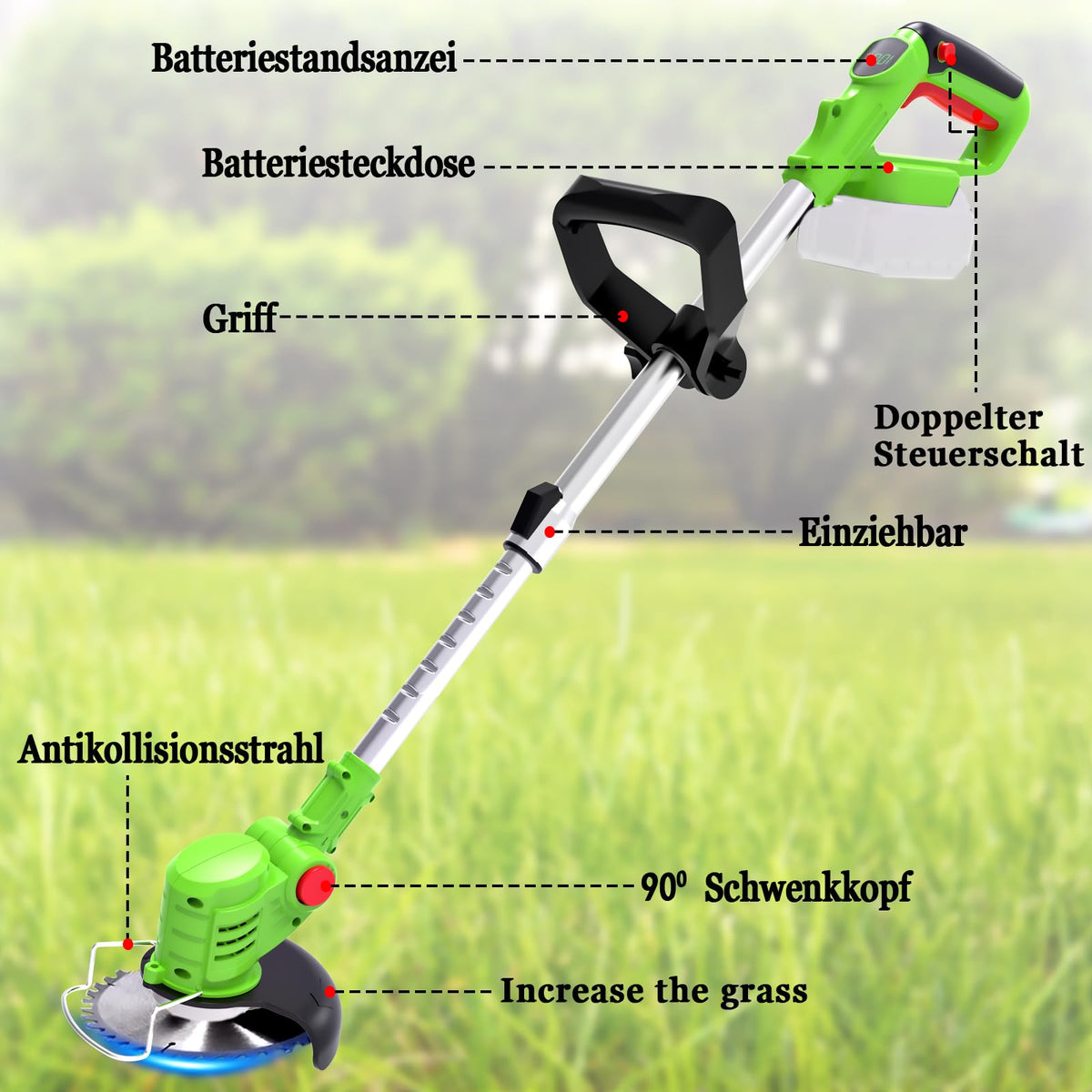 Trimmer iarba TOOLTESOO HY-2 fara fir, 7600 RPM, 15 cm