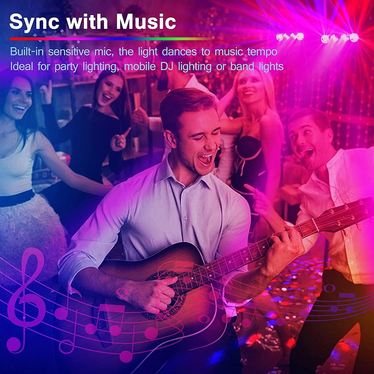 DJ light with tripod, party bar lights, disco spinning ball light, remote control and stage lighting system sound activated for bar concerts, mobile band dance, wedding, Halloween