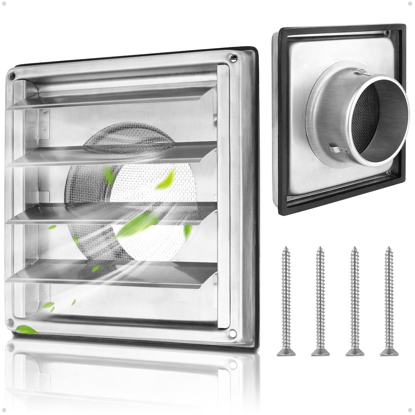 Grila aerisire Ø100mm 4 inch cu supapa sens 304 inox, anti-insecte