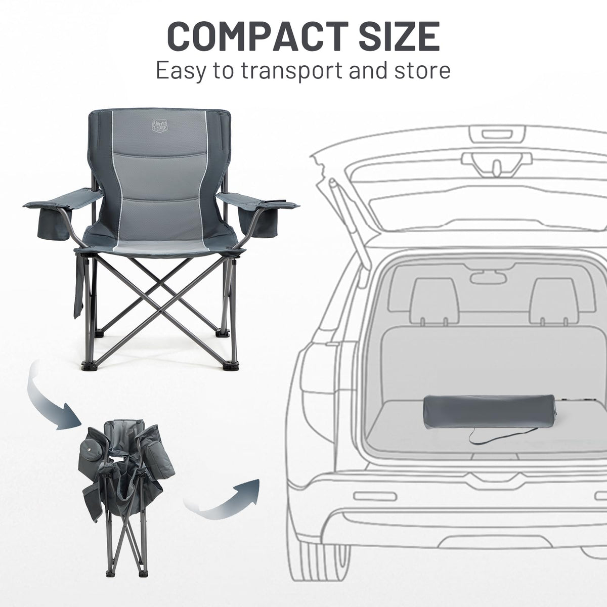 Set 2 Scaune camping TIMBER RIDGE 2 buc 200 kg sezut lat 63 cm