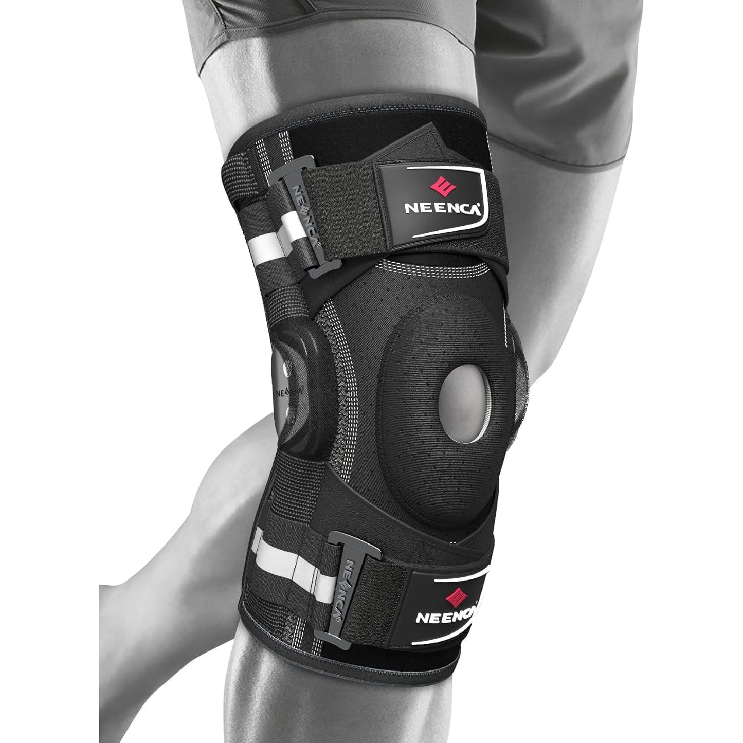 NEENCA Professional Knee Brace for Knee Pain, Hinged Knee Support with Patented X-Strap Fixing System, Strong Stability for Pain Relief, Arthritis, Meniscus Tear, ACL, PCL, MCL, Runner, Sport, Workout