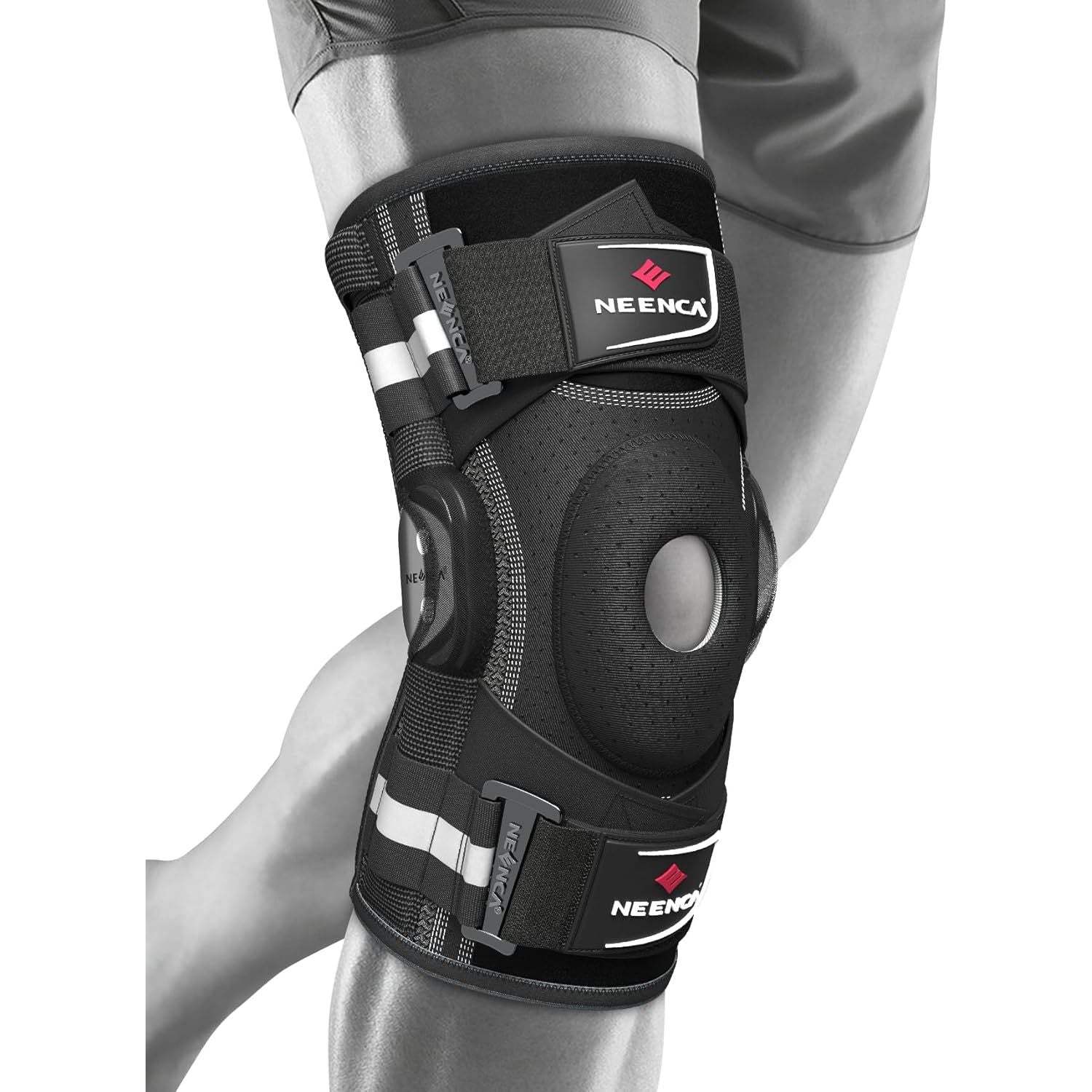 NEENCA Professional Knee Brace for Knee Pain, Hinged Knee Support with Patented X-Strap Fixing System, Strong Stability for Pain Relief, Arthritis, Meniscus Tear, ACL, PCL, MCL, Runner, Sport, Workout