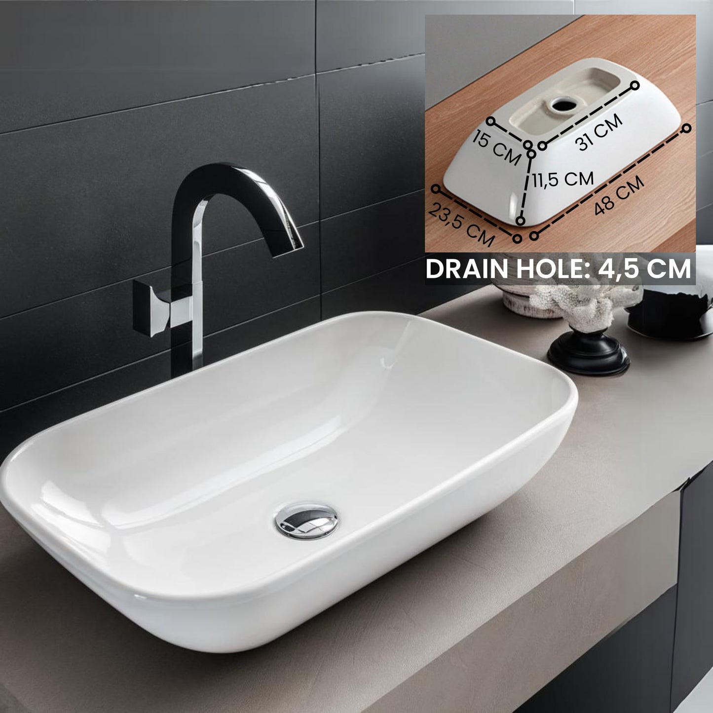 Lavoar MAGIC SELECT L7981 ceramic anti-pata 48x23,5x11,5 cm