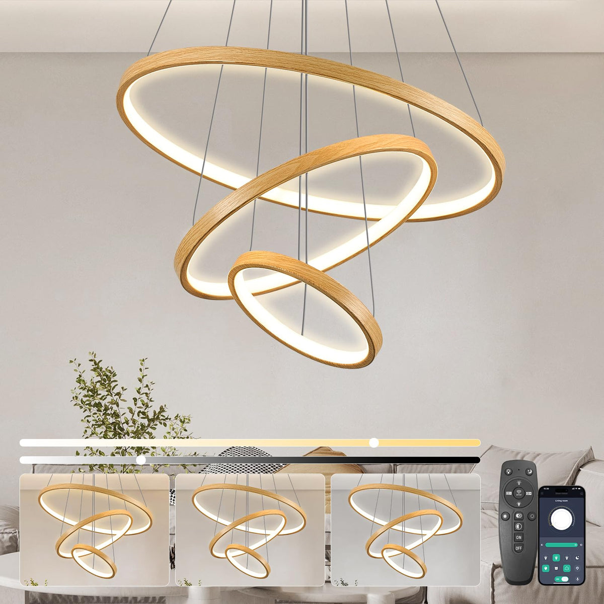 Lampa suspendata KSIBNW 3 Rings LED 45W 3800 lm, reglabila