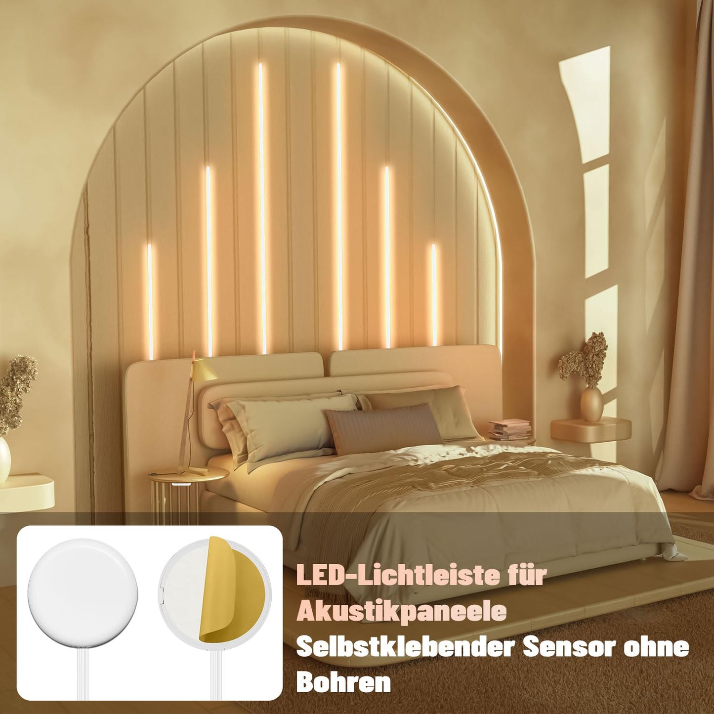 Set benzi LED Lichaser LED pentru panouri acustice 6 buc, 3000K, touch