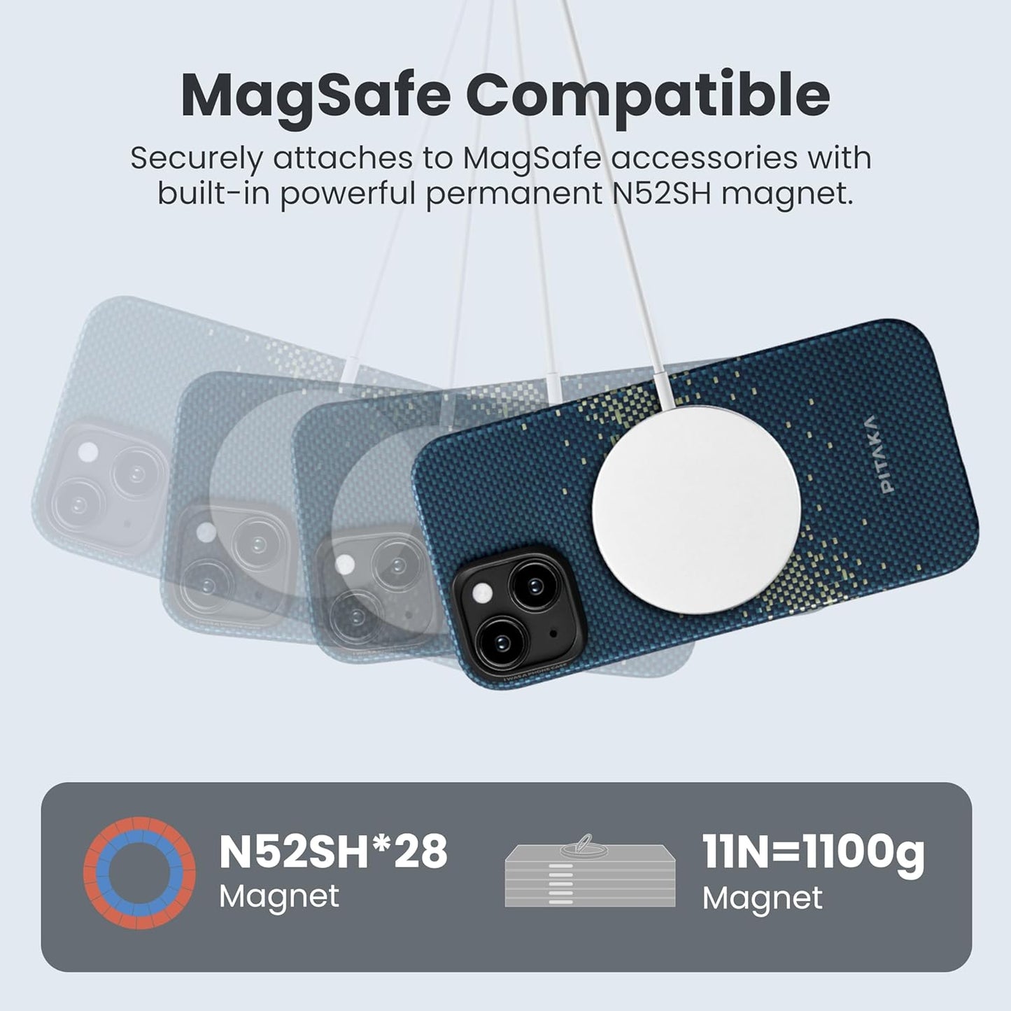 PITAKA Case Compatible with iPhone 15 Plus Aramid Fibre Ultra Thin Magnetic Protective Case with 3D Texture Feel Scratch-Resistant [MagEZ Case 4] Milky Way Galaxy