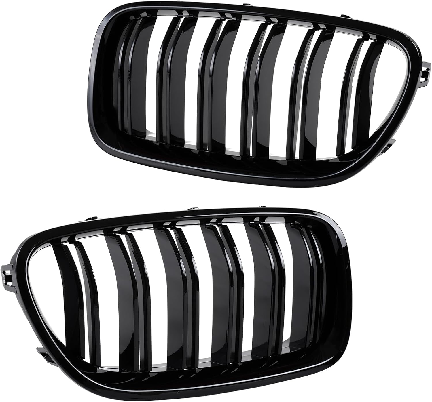 Hengjiayao E46 Kidney Black Radiator Grille for BMW 3 Series E46 4 Door 4D 2002-2005 LCI Facelift Grill Gloss Black Double Bridge Sport Grille Front (Not fit for 2 Doors) (For 3er E46 2002-2005 LCI)