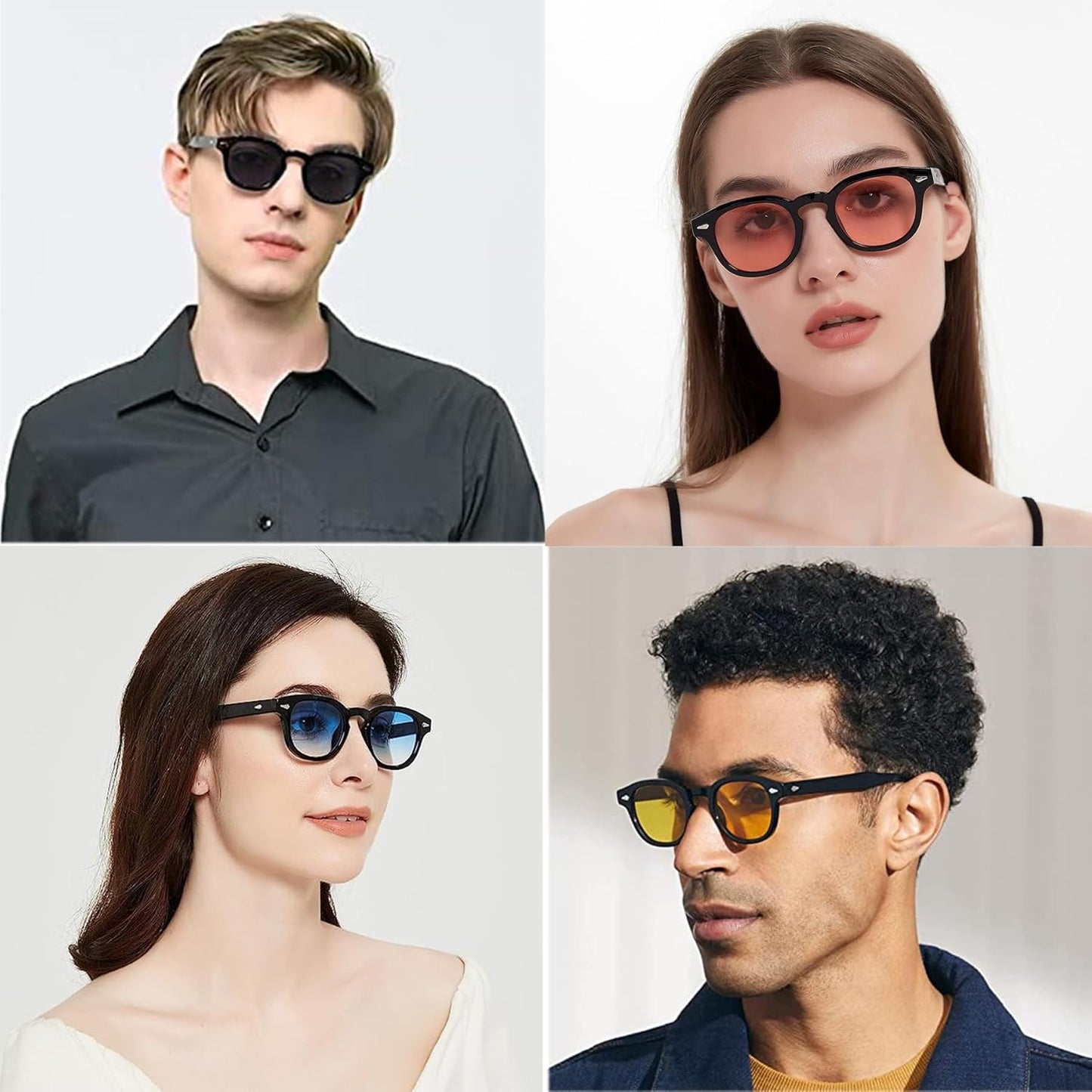 HWYYLX Retro Oval Polarized Sunglasses For Men Women, Vintage Depp Style Round Sunglasses, Fashion UV400 Protection Tinted Lens Carnival Sun Glasses