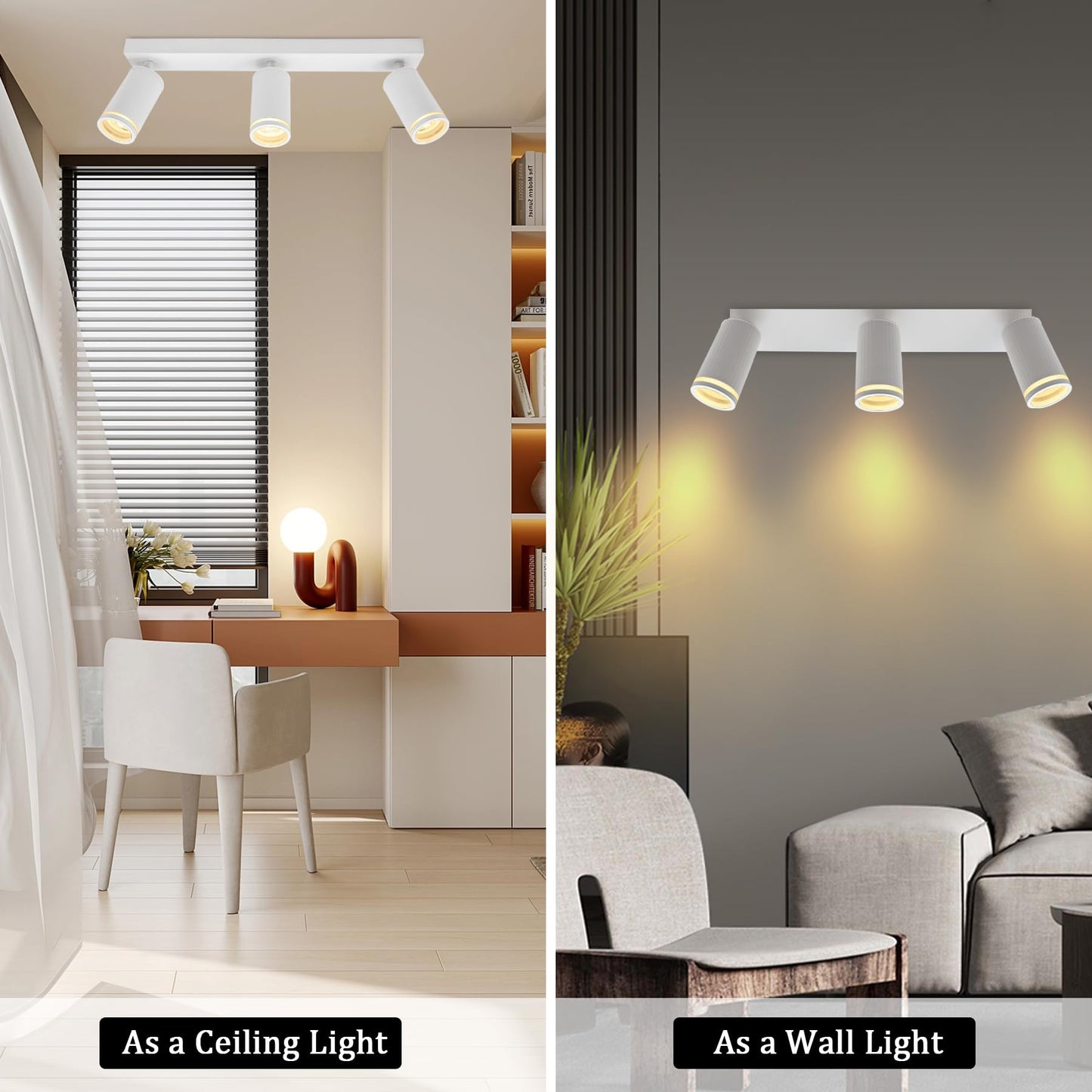 Spot luminos White 3 becuri GU10 aluminiu rotativ 2250 lm