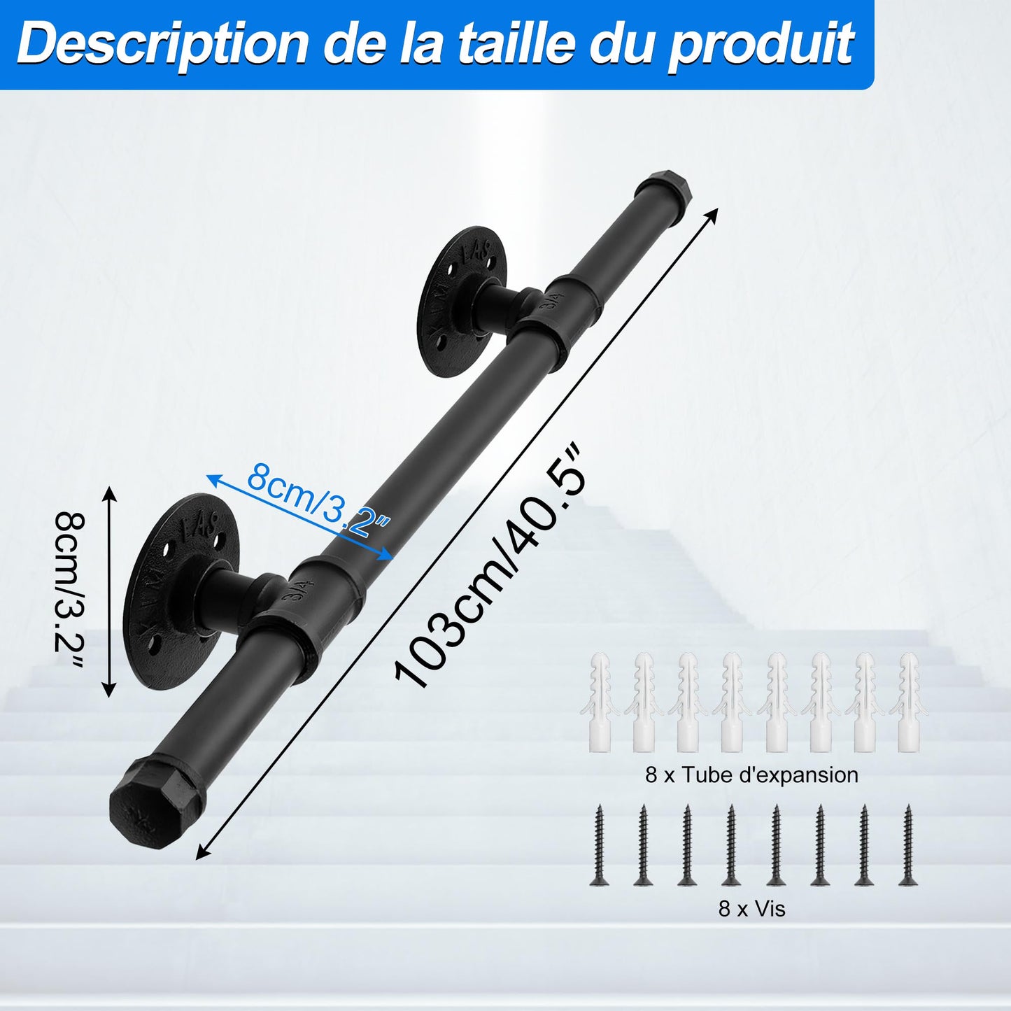Balustrada OUUTMEE Fier forjat 100 cm neagra