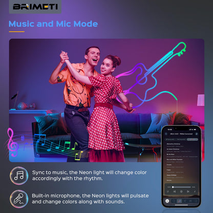 Banda LED BRIMETI 10 m RGBIC Neon IP65 cu control app si telecomanda