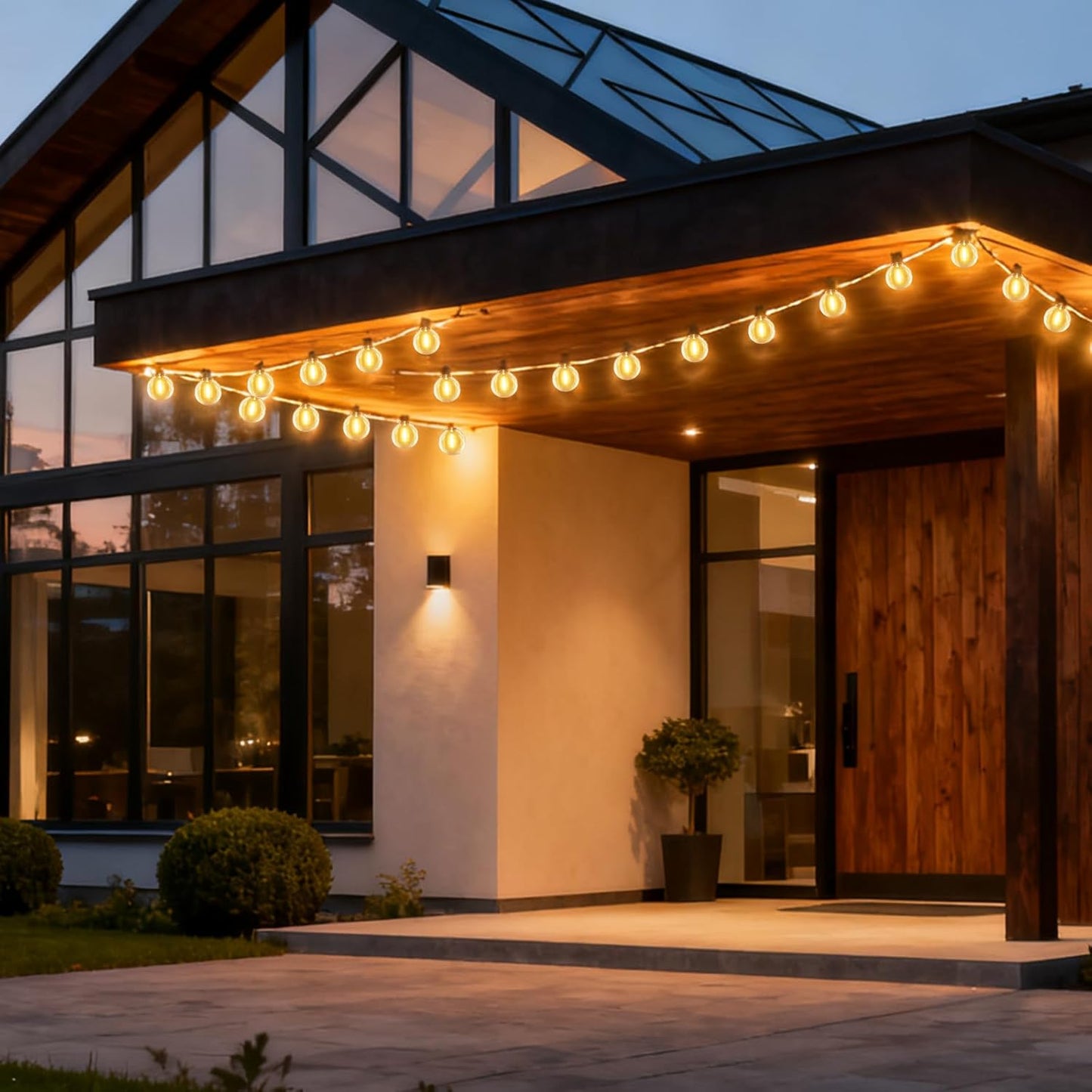 Outdoor String Lights 100FT,G40 50+2 Bulbs String Lights for Outside - 2700K Warm White, 25000H Long Life, IP45 Waterproof & Shatterproof, Mains Powered Garden Lights for Gazebo/Patio