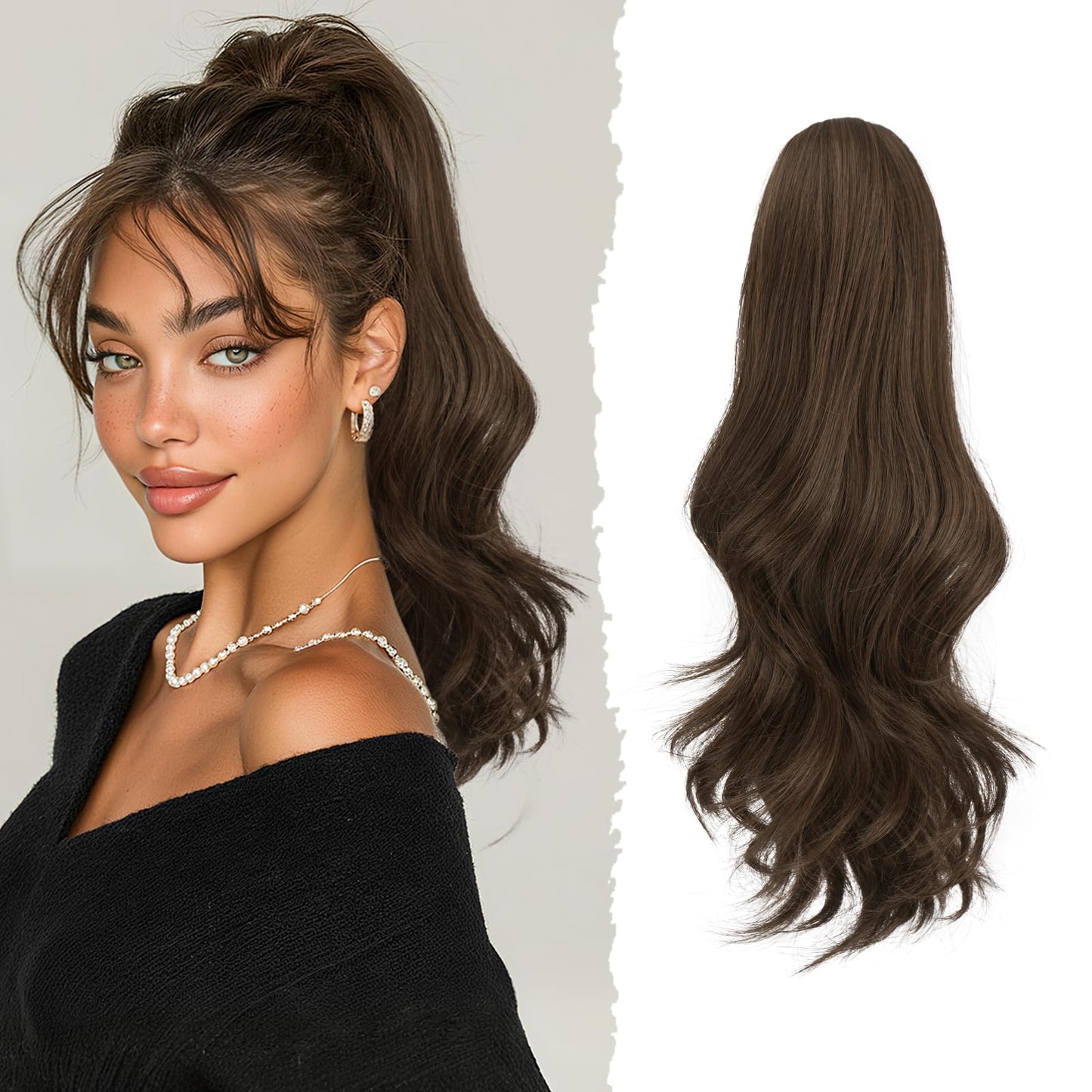Coada de par Sofeiyan Claw Clip 16 inch Ondulata Dark Brown