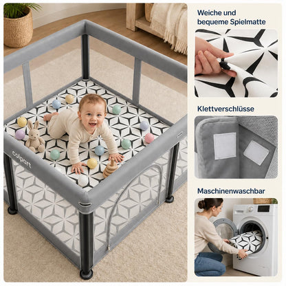 Tarc pliabil pentru bebelusi colpart cu salteluta, 1.2 x 1.2 m, gri
