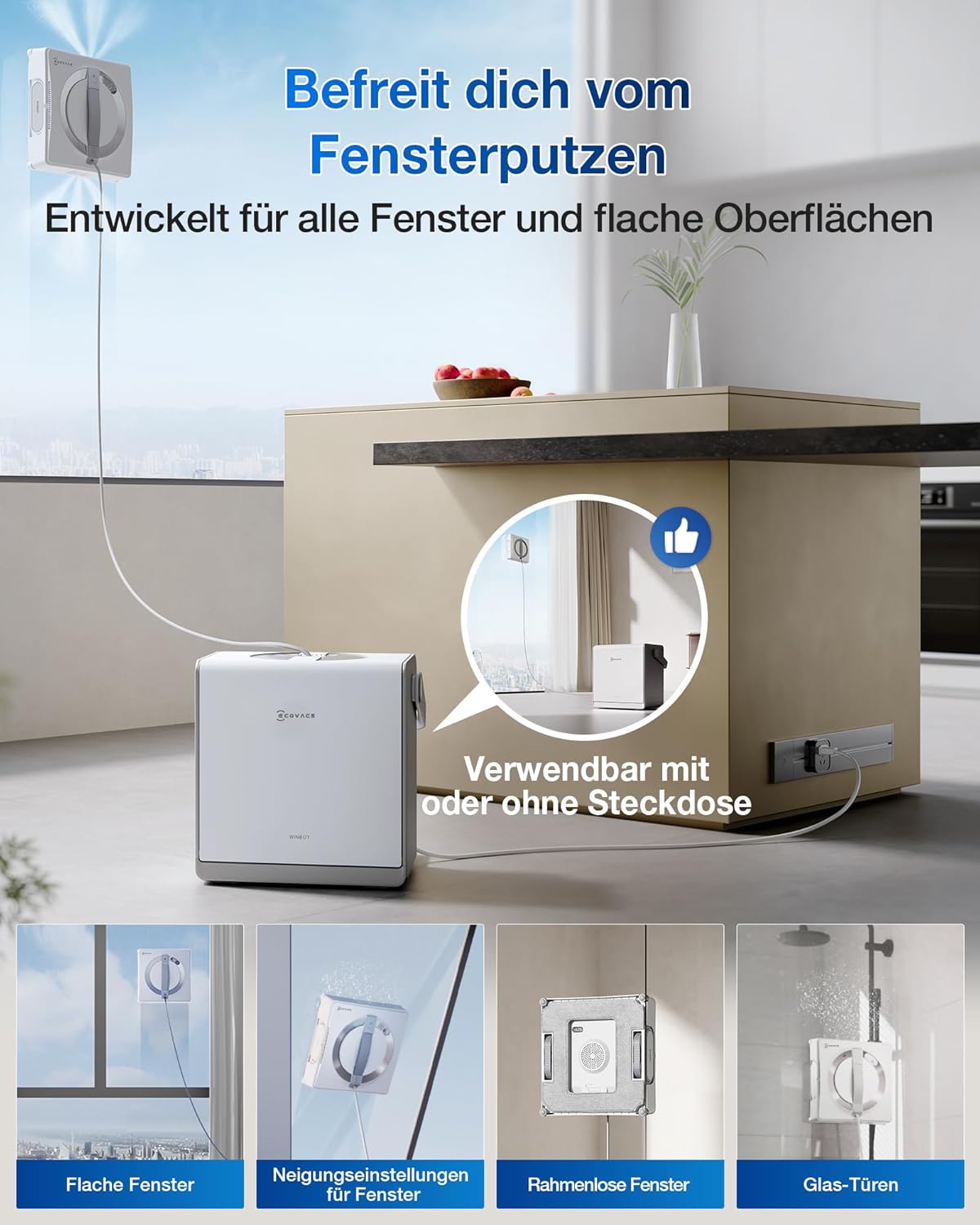Robot de curatare geamuri ECOVACS WINBOT W2 PRO OMNI cu statie multifunctionala