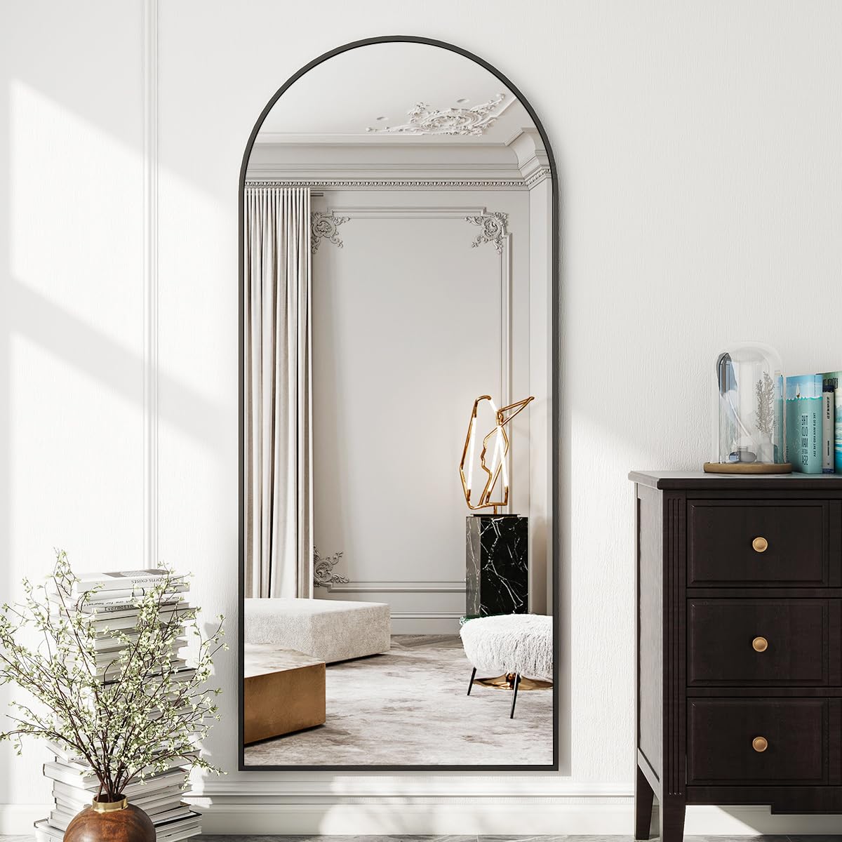 Oglinda Koonmi Arched 30x67 cm, cadru metalic, montaj perete
