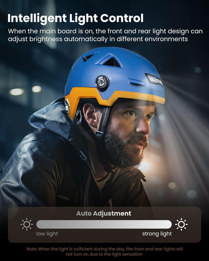 ILM Smart Bicycle Helmet Women Men with Visor Warning Brake LED Light Sensor Light Function Head Tilt Flashing Trigger