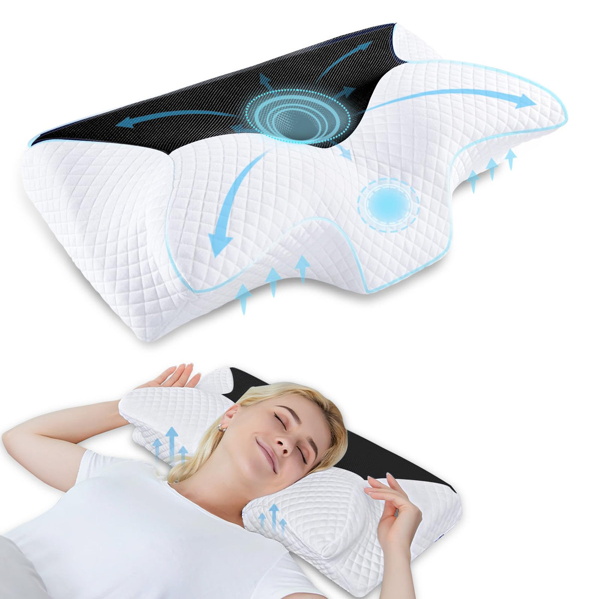 Perna cervicala HOMCA HCCP-01 Memory Foam ergonomica 60x35 cm